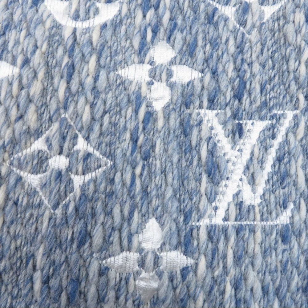 Auth Louis Vuitton Monogram Denim Blue Escharpe Logomania Scarf Muffler Stole - Picture 3 of 9